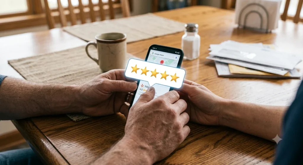 Google Business Profile showing positive reviews for a dry cleaner.