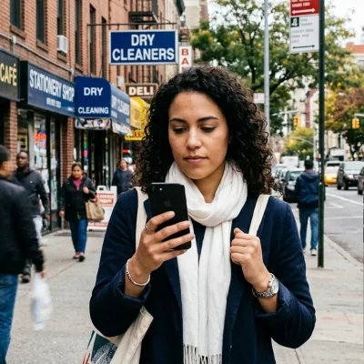 Customer searching for a local dry cleaner on Google